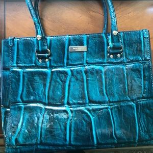 Kate Spade Croc Knightsbridge Quinn Teal Purse